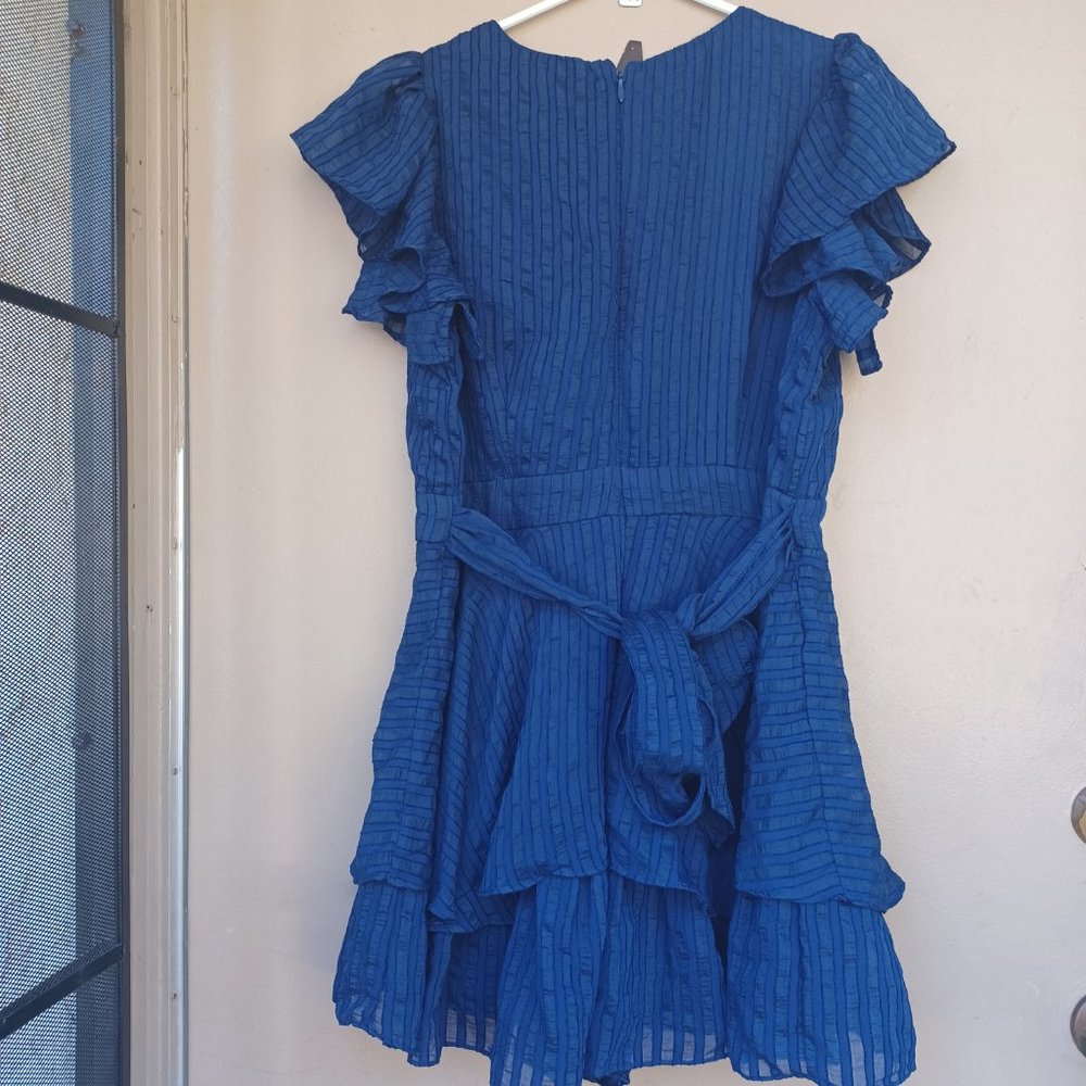 NWT CITY CHIC PLAYSUIT FIRST DATE NAVY BLUE RUFFLE ROMPER MEDIUM /18